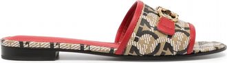 Ferragamo Womens Gancini-Print 20Mm Mules In Beige