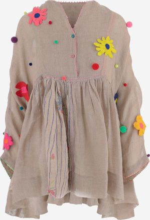 P&eacute;ro bloemenprint linnen jurk