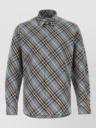 Burberry checked poplin shirt long sleeves button collar