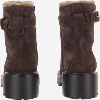Valentino Garavani Womens Ankle Boots Suede Dark Brown