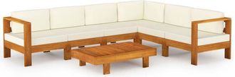 vidaXL Vidaxl - Conjunto De Jard&iacute;n 7 Piezas Con Cojines 100x60 Cm Madera De Acacia