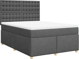 vidaXL Cama Box Spring Con Colch&oacute;n Tela Gris Oscuro 140x190 Cm Vidaxl