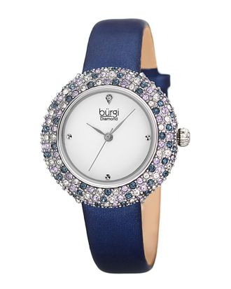 Bürgi Burgi Womens Satin Over Leather Diamond Watch