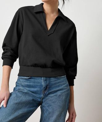Lilla P Drop Shoulder Polo In Black