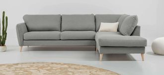 HOME AFFAIRE Ecksofa »MARSEILLE 278/202 cm, L-Form, Ottom. rechts/links, verschiedene Bezüge« Massivholzbeine Eiche, Landhausstil, Wellenunterfederung