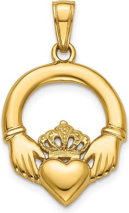Diamond2Deal 14k Yellow Gold Polished Large Claddagh Heart Charm