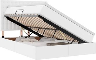 vidaXL Bed with Mattress with LED Pure White 140 x 200 cm Faux Leather vidaXL