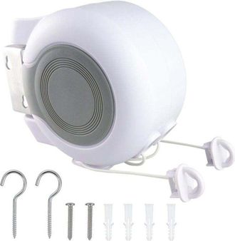 OEM Etendoir A Linge R&eacute;tractable - Double Corde 13 M - Pour Int&eacute;rieur Et Ext&eacute;rieur - Montage Mural - 1 Piece