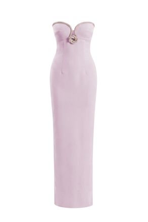 Saiid Kobeisy Strapless Pink Midi Dress