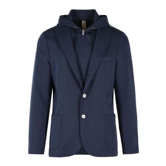 Eleventy Blazers, male, Blue, Size: S Single-breasted Jacket with Bib