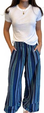 Free People Days End Linen Pants In Navy Combo