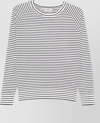 Herno striped crew neck top long sleeves buttons