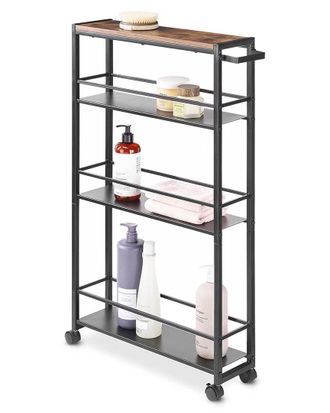 Whitmor Modern Industrial 4-Tier Slim Shelf Cart