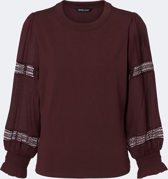 Veronica Beard Bellamie lace-trimmed cotton-blend jersey top