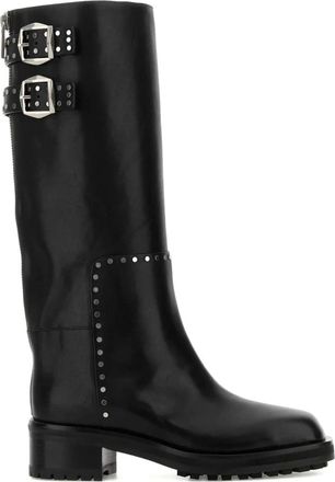 Jimmy Choo London Brooklyn KB 50 Knielaarzen - Dames - Hoge Laarzen - Zwart - 36 EU - Leer - Schoenen