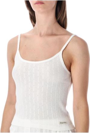 Sporty & Rich Ribbed Knit Camisole en Short Set - Dames - Tops zonder mouwen - Wit - L - Katoen - Tops