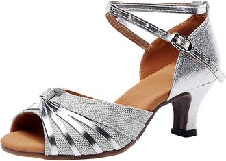 Generic Size 3 Jazz Shoes Breathable Shoes Casual Shoes Unisex Lightweight Work Shoes Sporty Breathable Work Trainers Ballet Slippers Ladies for Dance (Silver