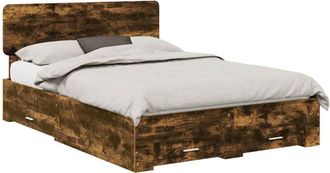 vidaXL Estructura De Cama Con Cabecera Roble Ahumado 150 X 200 Cm Vidaxl