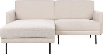 Beliani Beliani - Sof&aacute; Esquinero Moderno Tapizado Derecho 2 Plazas Patas De Metal Tejido Beige Respaldo Acolchado Breda