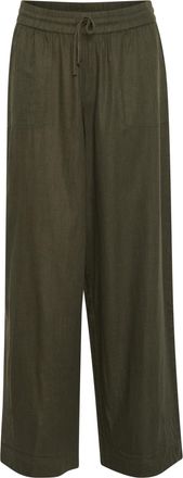 Kaffe Womens Womens Casual Pants Elastic Waist Wide Legs Full-Length Pockets Pants, Forest Night