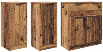 vidaXL Aparador Con Caj&oacute;n 3 Pcs Madera Envejecida Madera De Ingenier&iacute;a Vidaxl