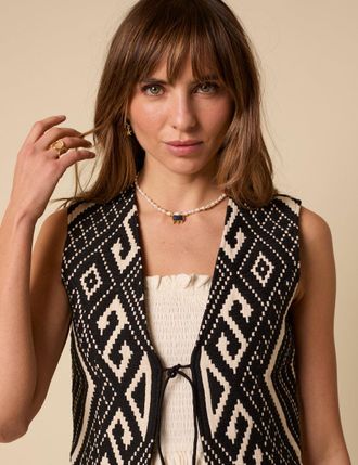 Nobody's Child Poppy Delevingne Black Jacquard Mary Waistcoat