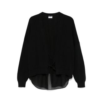 Brunello Cucinelli Cardigans, female, Black, S, Black Ribbed Knit Cardigan