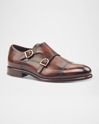 Ike Behar Men & apos;s Regal Two-Tone Patina Leather Double-Monk Loafers
