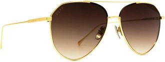 DIFF Eyewear Womens Dash Sunglasses In Brushed Gold + Coffee Gradient