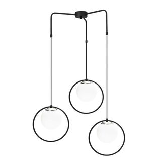 Wonderlamp L&aacute;mpara techo techo 3 luces negro forma de aro con esfera de cristal