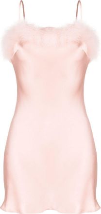 Gilda & Pearl Bibi feather-trim silk slip minidress - women - Silk - M - Pink