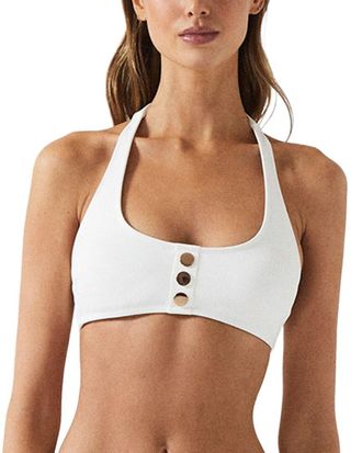 Reiss Iris Halter Neck Button Detail Bikini Top