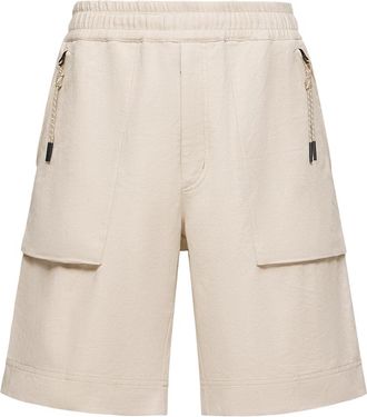 Moncler Moncler Cotton & Linen Blend Shorts, Men, Beige, Size: L