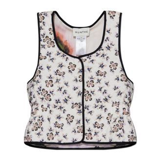 Munthe Jassen, Dames, Wit, S, Vest met bloemmotief