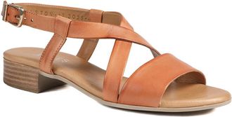 Jones Bootmaker Womens Halston Leather Block Heel Sandals - Tan - Size UK 7