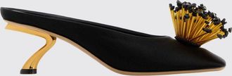 Ferragamo Mules in raso ricamato con tacco scultoreo