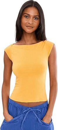 Free People So Soft Seamless Modal T-Shirts Womens Clothing Golden Sunset : L-XL (US Womens 14-16), Elastane/Modal/Polyamide