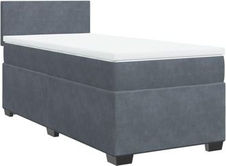 vidaXL Box Spring Bed with Mattress Dark Grey 100x200 cm Velvet vidaXL
