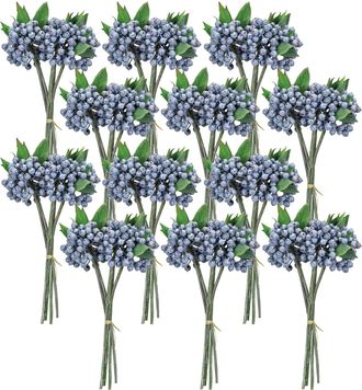 Melrose International Blue Berry Foliage Bundle (Set of 12) - Blue, Green, Brown