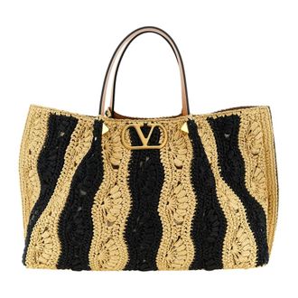 Valentino Garavani VLogo Signature Medium Raffia Tote - female - Valentino Garavani - Shopping Bags - Multicolor - ONE SIZE - Bags