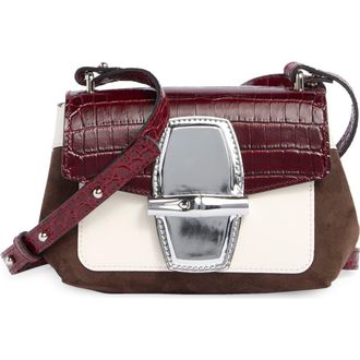 Longchamp Roseau Croc Embossed Small Crossbody Bag in Ebony at Nordstrom Rack