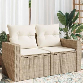vidaXL Vidaxl - Divano da Giardino con Cuscini a 2 Posti Beige in Polyrattan