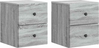 vidaXL Mesita De Noche De Pared 2 Uds. Gris Sonoma 34,5 X 33 X 40 Cm Vidaxl