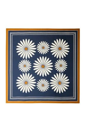 Sandro Floral silk scarf in Deep Blue /Ocher at Nordstrom