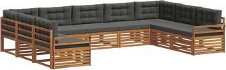 vidaXL Conjunto De Sof&aacute;s De Exterior 9 Uds. Natural Y Antracita Vidaxl