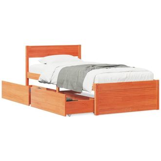 Berkfield Home Bed Frame Frame Wax Brown 75x190 cm Small Single Solid Wood Pine