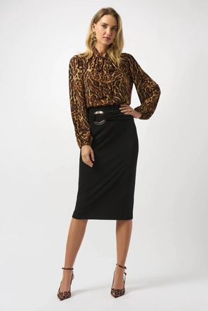 Joseph Ribkoff Animal Print Straight Blouse In Brown/black