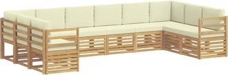 vidaXL Conjunto De Sof&aacute;s De Exterior 10 Uds. Blanco Y Crema Poli&eacute;ster Vidaxl