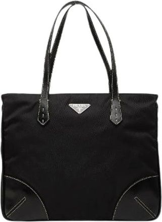 Prada Pre-owned Tote Bags, female, Black, Size: ONE SIZE Pre-owned Nylon Tote Bag
