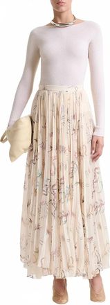 Altuzarra Sif Printed Tatoo Pleated Skirt In Ivory